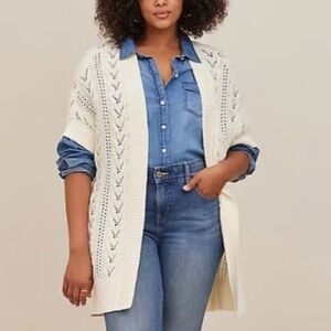 Torrid Cotton Crochet Dolman Cardigan